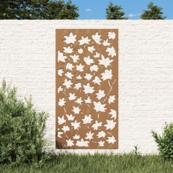 Décoration murale jardin 105x55 cm acier corten design feuille 