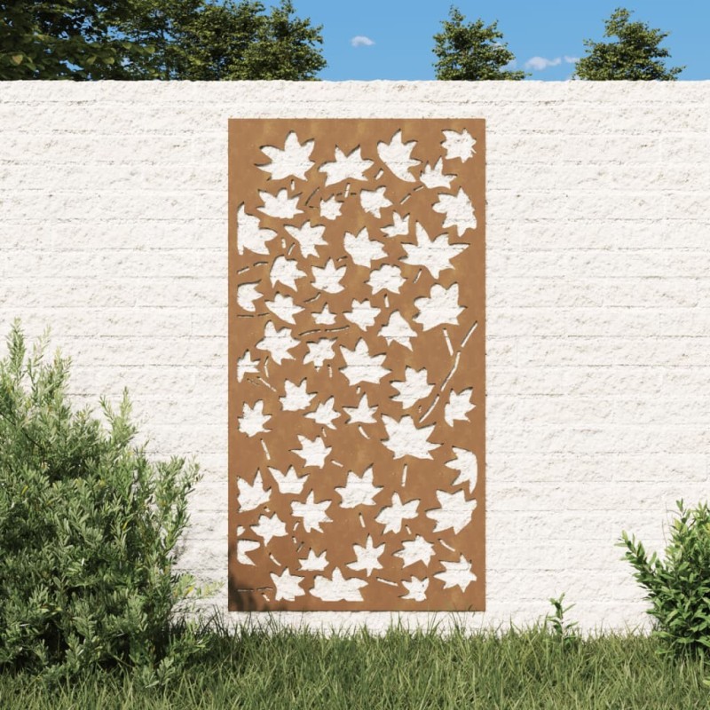 Décoration murale jardin 105x55 cm acier corten design feuille 