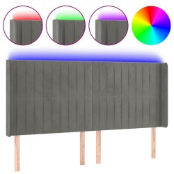 Tête de lit à LED Gris clair 163x16x118/128 cm Velours 