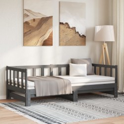 Lit coulissant sans matelas gris 2x(90x190) cm 