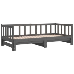 Lit coulissant sans matelas gris 2x(90x190) cm 