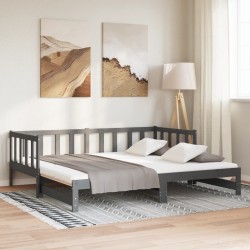 Lit coulissant sans matelas gris 2x(90x190) cm 