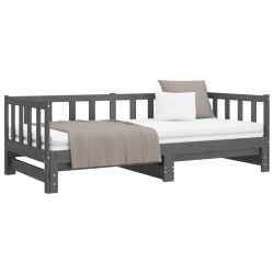Lit coulissant sans matelas gris 2x(90x190) cm 