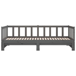 Lit coulissant sans matelas gris 2x(90x190) cm 