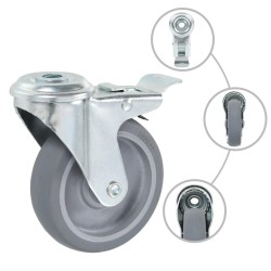 24 pcs Roulettes pivotantes à trou de boulon 100 mm 
