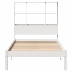 Lit bibliothèque sans matelas blanc 90x200cm bois de pin massif 