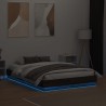 Cadre de lit avec LED sans matelas chêne marron 135x190 cm 