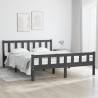 Cadre de lit sans matelas gris bois massif 