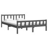 Cadre de lit sans matelas gris bois massif 