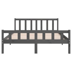 Cadre de lit sans matelas gris bois massif 