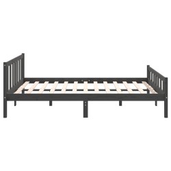 Cadre de lit sans matelas gris bois massif 