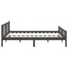Cadre de lit sans matelas gris bois massif 