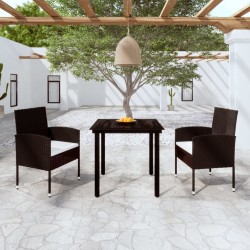 Ensemble à manger de jardin 3 pcs Noir 