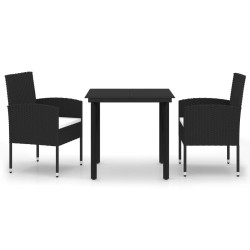 Ensemble à manger de jardin 3 pcs Noir 