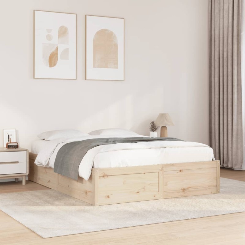 Cadre de lit sans matelas 150x200 cm bois de pin massif 