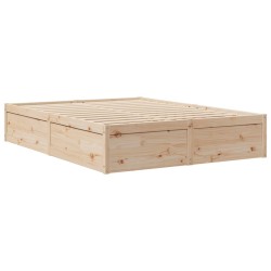 Cadre de lit sans matelas 150x200 cm bois de pin massif 