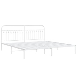 Cadre de lit métal sans matelas et tête de lit blanc 193x203 cm 