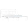 Cadre de lit métal sans matelas et tête de lit blanc 193x203 cm 
