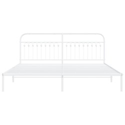 Cadre de lit métal sans matelas et tête de lit blanc 193x203 cm 