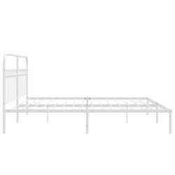 Cadre de lit métal sans matelas et tête de lit blanc 193x203 cm 