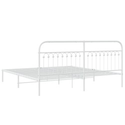 Cadre de lit métal sans matelas et tête de lit blanc 193x203 cm 