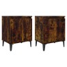 Tables de chevet avec pieds en métal chêne fumé 40x30x50 cm 