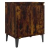 Tables de chevet avec pieds en métal chêne fumé 40x30x50 cm 