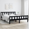 Cadre de lit sans matelas noir bois massif 