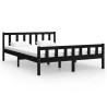 Cadre de lit sans matelas noir bois massif 