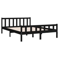 Cadre de lit sans matelas noir bois massif 