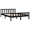 Cadre de lit sans matelas noir bois massif 
