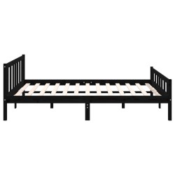 Cadre de lit sans matelas noir bois massif 