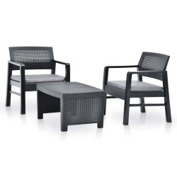 Salon de jardin 3 pcs Plastique Anthracite 