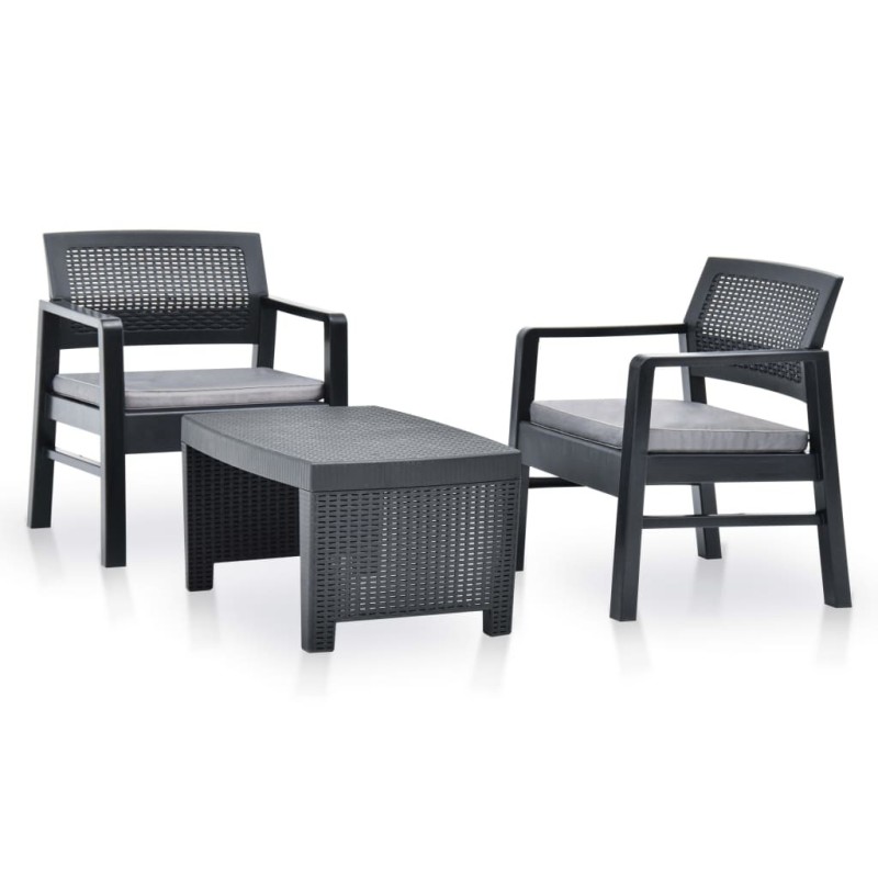 Salon de jardin 3 pcs Plastique Anthracite 