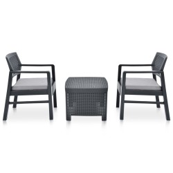 Salon de jardin 3 pcs Plastique Anthracite 