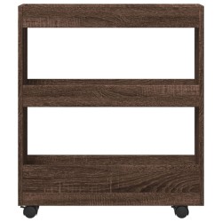 Chariot de rangement étroit 3 niveaux chêne marron 
