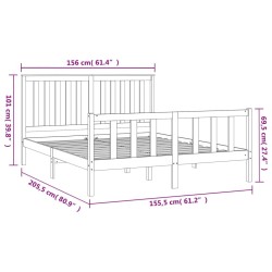 Cadre de lit sans matelas 150x200 cm bois massif de pin 