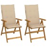 Chaises inclinables de jardin lot de 2 et coussins Bois acacia 