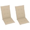 Chaises inclinables de jardin lot de 2 et coussins Bois acacia 