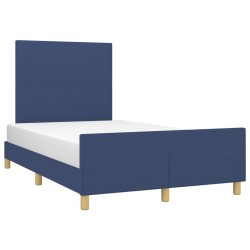 Cadre de lit sans matelas bleu 120x190 cm tissu 