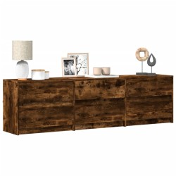 Meuble TV avec LED chêne fumé 180x34x50 cm bois d'ingénierie 