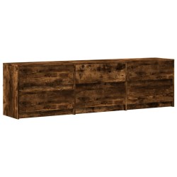 Meuble TV avec LED chêne fumé 180x34x50 cm bois d'ingénierie 