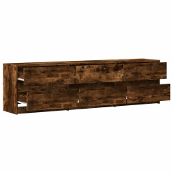 Meuble TV avec LED chêne fumé 180x34x50 cm bois d'ingénierie 