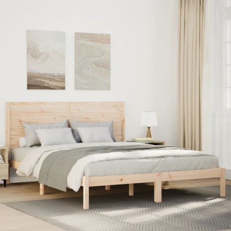 Cadre de lit extra long sans matelas 140x220 cm bois massif 