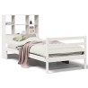 Lit bibliothèque sans matelas blanc 90x200cm bois de pin massif 