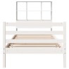 Lit bibliothèque sans matelas blanc 90x200cm bois de pin massif 
