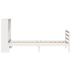 Lit bibliothèque sans matelas blanc 90x200cm bois de pin massif 