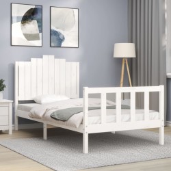 Cadre de lit sans matelas blanc 100x200 cm bois de pin massif 