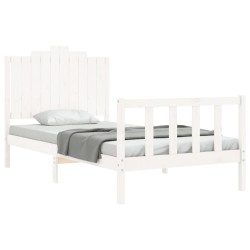 Cadre de lit sans matelas blanc 100x200 cm bois de pin massif 