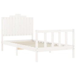 Cadre de lit sans matelas blanc 100x200 cm bois de pin massif 
